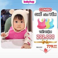 (COMBO KHUYẾN MÃI) Ghế ăn dặm, bàn ăn cho bé Babyhop KÈM YẾM ĂN DẶM, điều chỉnh 2 nấc, 3 dây đai an toàn