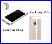 Combo Kính và ốp Trong suốt Cho Iphone 5/5s Plus