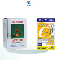 COMBO L cystine 500mg 60 viên + Vitamin C 60 viên DHC hỗ trợ trắng da và giảm rụng tóc, giảm mụn