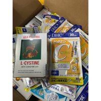 COMBO L cystine 500mg 60 viên + Vitamin C 60 viên DHC hỗ trợ trắng da và giảm rụng tóc, giảm mụn.