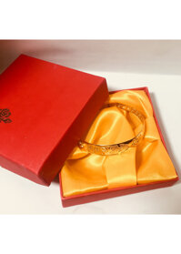 Combo Lắc tay Phong Thủy thời Trang Nữ, Mạ Vàng 18K, Khắc Chữ Phước, Kèm Hộp đựng trang sức Song Hỷ, Phù hợp Bạn Nữ Từ 48 - 75kg - Chữ Phúc