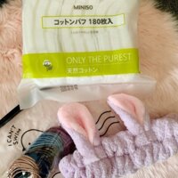 COMBO LÀM ĐẸP: 1 bông tẩy trang Miniso, 1 Băng đô, 100 thun cột tóc