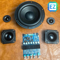Combo làm loa 2.1 GEMA500, mạch Gemaudio 2.1 400W + sub authentic 500 + 2 mid peerless 3 inch + 2 treble lụa kèm tụ