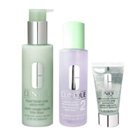 Combo Làm Sạch Và Dưỡng Da Dành Cho Da Khô CLINIQUE (Xà Phòng Rửa Mặt + Nước Thanh Tẩy + Kem Dưỡng Ẩm)