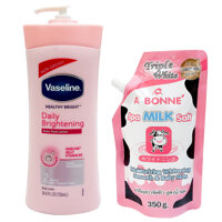 Combo Làm Trắng Dưỡng Thể VASELINE  Kem Dưỡng SNOW WHITE SECRET KEY  Muối Tẩy Tế Bào Chết A BONNE - COMBO 2 VASELINE  MUỐI TẮM mùi ngẫu nhiên