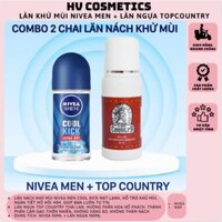 COMBO LĂN NÁCH KHỬ MÙI NGĂN TIẾT MỒ HÔI CHO NAM NIVEA + TOP COUNTRY THÁI LAN