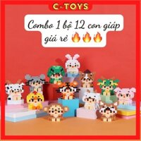 Combo lắp ghép xếp hình 12 Con Giáp Trong 1 Hộp lớn Giá Rẻ Kèm Búa Gõ-Bộ Xếp Hình  [C-Toys Official Store] Sẵn
