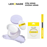 Combo Lemonade Phấn Phủ No Makeup Loose Powder, Chì kẻ mày 2 đầu Dual Eyebrow & Set 2 Bông phấn phủ