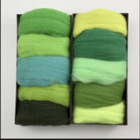 Combo Len chọc tông màu Xanh Huyền Ảo - Len chọc làm đồ handmade từ lông cừu