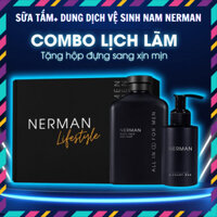 Combo lịch lãm Nerman- Sữa tắm gội hương nước hoa cao cấp Nerma 350ml, gel vệ sinh nam 100ml