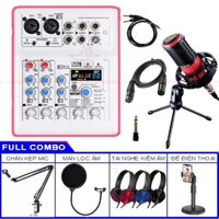 Combo livestream hát kara mic PC K320 mixer E4 đầy đủ phụ kiện