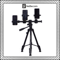 Combo Livestream Quay Chụp Nhiều Thiết Bị - Tripod Yunteng VCT 668 gắn Thanh Ngang và Kẹp 358