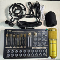 Combo livestream sound card h9 bletooth mic thu âm bm 900 thế hệ mới.đủ dây live