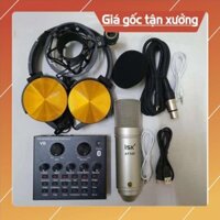 combo livestream SOUND CARD V8 autotune micro ISK AT100 Tặng tai nghe chụp thu âm siêu hay