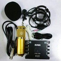 Combo livestream thu âm mic BM800 + sound card K10 +dây livestream Ma2