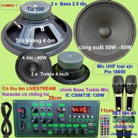 Combo loa kéo 2.5 tấc đôi CS8673E 130W Thu âm Livestream Karaoke có chống hú chỉnh Bass Treble Micro  nguồn xung 220V