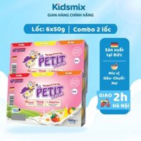 Combo Lốc 2 Sữa Chua Phomai Le Petit Plaisir BAUER, Sữa Chua Trái Cây Dâu-Chuối-Mơ - Lốc 6x50g