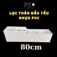 COMBO LỌC TRÀN ĐẦU TÀU DÀI 80CM, CHẤT LIỆU NHỰA PVC CÓ LẮNG PHÂN KHAY LƯỚI INOX, LỌC NƯỚC CHO BỂ CÁ.
