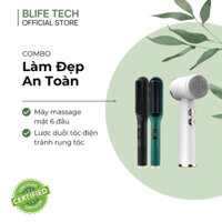 [COMBO] Lược chải tóc điện đa năng, lược điện duỗi uốn chải thẳng tóc, Massage mặt 6 đầu chuyên sâu, mát rửa mặt đa năng