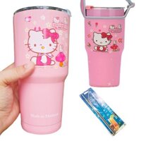 Combo ly giữ nhiệt 900ml mèo hello kitty cute ĐẦY ĐỦ PHỤ KIỆN
