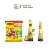 Combo Maggi 1 gói Hạt nêm vị Nấm Hương 450g + 1 Nước tương đậu nành thanh dịu 450ml + 1 Dầu Hào Nấm Hương 350g