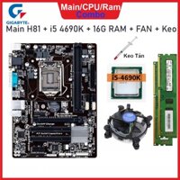 Combo Mainboard H81+ CPU i5 4690K + 16GB RAM + FAN + Keo tản nhiệt - Sản phẩm tháo máy Korea Zin 100%