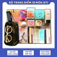 Combo Make-Up 18 Món (X7) Trang Điểm Mặt: Phấn Mắt, Phấn Má, Kem Nền, Kẻ Mắt, Kẻ Mày, Bộ Cọ, Kẹp Mi
