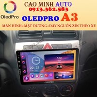Combo màn hình lắp sim 4G OLEDPRO A3 kèm mặt dưỡng dây nguồn zin theo xe KIA MORNING 2008-2011