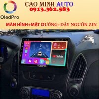 Combo màn hình lắp sim 4G OLEDPRO X4 kèm mặt dưỡng dây nguồn zin theo xe HUYNDAI TUCSON 2010-2014