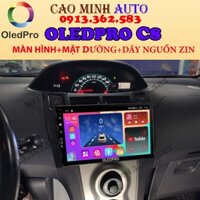 Combo màn hình lắp sim 4G OLEDPRO C8 kèm mặt dưỡng dây nguồn zin theo xe TOYOTA YARIS