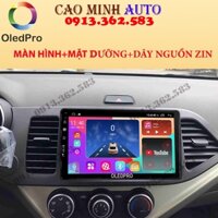 Combo màn hình lắp sim 4G OLEDPRO X4 kèm mặt dưỡng dây nguồn zin theo xe KIA MORNING 2012-2019