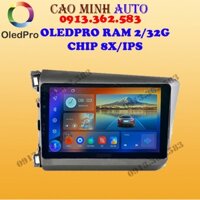 Combo màn hình OLEDPRO kèm mặt dưỡng dây nguồn zin theo xe HONDA CIVIC 2013-2015, màn kết nối wifi, ram 2g rom 32g