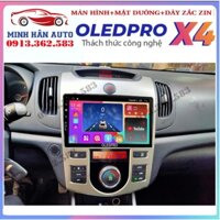 Combo màn hình OLEDPRO X4 kèm mặt dưỡng,dây nguồn zin cho xe KIA FORTE