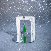 Combo Mặt dây chuyền đá Ruby tổng hợp, thiết kế phong cách Hàn Quốc, Kèm dây đeo, kèm hộp đựng Cẩm Tú - Xanh ngọc - Giọt nước dài