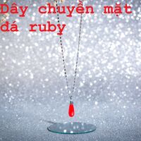 Combo Mặt dây chuyền đá Ruby tổng hợp, thiết kế phong cách Hàn Quốc, Kèm dây đeo, kèm hộp đựng Cẩm Tú - Đỏ đô - Giọt nước dài