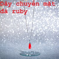 Combo Mặt dây chuyền đá Ruby tổng hợp, thiết kế phong cách Hàn Quốc, Kèm dây đeo, kèm hộp đựng Cẩm Tú - Đỏ đô - Giọt nước dài
