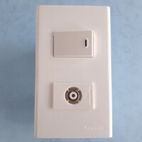 Combo Mặt nạ 2 lỗ WEV68020SW gồm Hạt ổ cắm tivi WEV2501SW và Hạt công tắc 1 chiều WEV5001SW - Panasonic