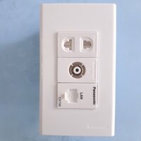 Combo Mặt nạ 3 lỗ WEV68030SW gồm ổ cắm đơn có màng che WEV1081SW, ổ tivi WEV2501SW, ổ mạng cat5e WEV2488SW - Panasonic
