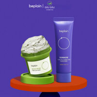 Combo mặt nạ đất sét đậu xanh Beplain 120ml và kem chống nắng Beplain vật lý lai hóa học 50ml
