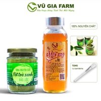 Combo Mật Ong Hoa Cà Phê (420g) + Bột Trà Xanh (100g) Nguyên Chất Vũ Gia -Tặng Cọ Quét_Đã được kiểm nghiệm y tế