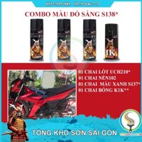 Combo Màu Đỏ S138 Sơn Xịt Samurai - Mau do Sang Son Samurai