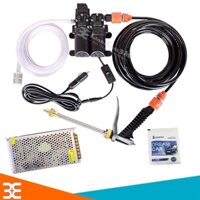 Combo Máy Bơm Cao Áp 12V 80W Full Phụ Kiện + 01 Nguồn 12V 10A + 01 Jack Nối Nguồn Cái