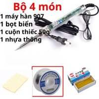 Combo Máy hàn 907+Cuộn Thiếc 50g + nhựa thông + bọt biển chữ nhật