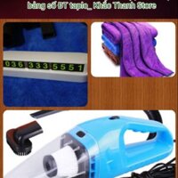 Combo máy hút bụi o tô, khăn lau, bảng số điện thoại taplo