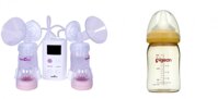 Combo Máy Hút Sữa Điện Đôi Hàn Quốc Và Bình Sữa Pigeon 240ml