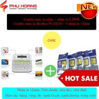 Combo máy in nhãn Brother PT-D210 để bàn và 5 nhãn in 12 mm