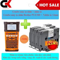 Combo máy in nhãn Brother PT-E300VP và 5 nhãn in khổ 12 mm