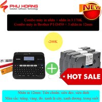Combo máy in nhãn Brother PT-D450 để bàn và 3 nhãn in 12 mm