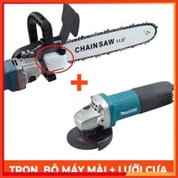 [COMBO] Máy mài góc Makita + Lưỡi cưa xích - Biến máy mài thành máy cưa siêu rẻ - Xẻ gỗ - Tỉa cành - Đ