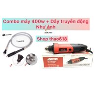 Combo Máy mài khuôn 400W ACZ 66606 I đầu khoan 6mm + Dây  truyền động máy khoan chân 3ly mầu ghi